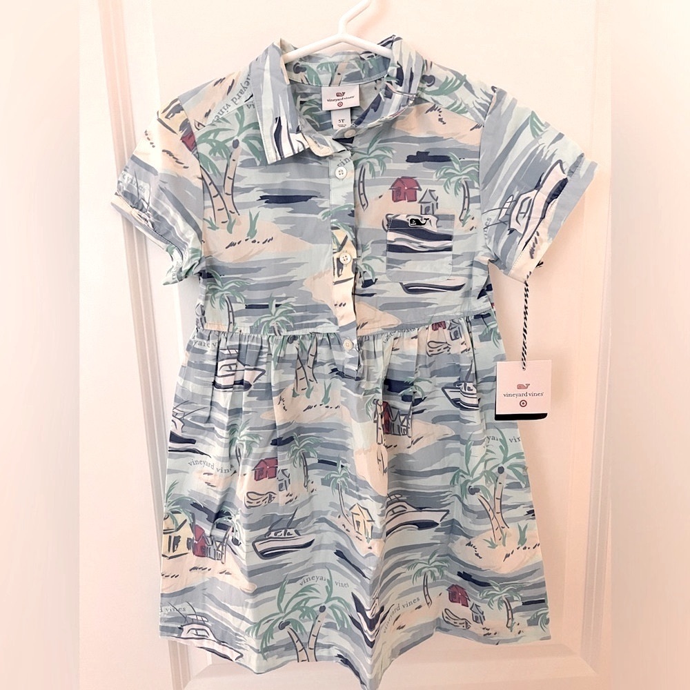 VINEYARD VINES for Target Island Print Girl's Short Sleeve Dress Size 5T